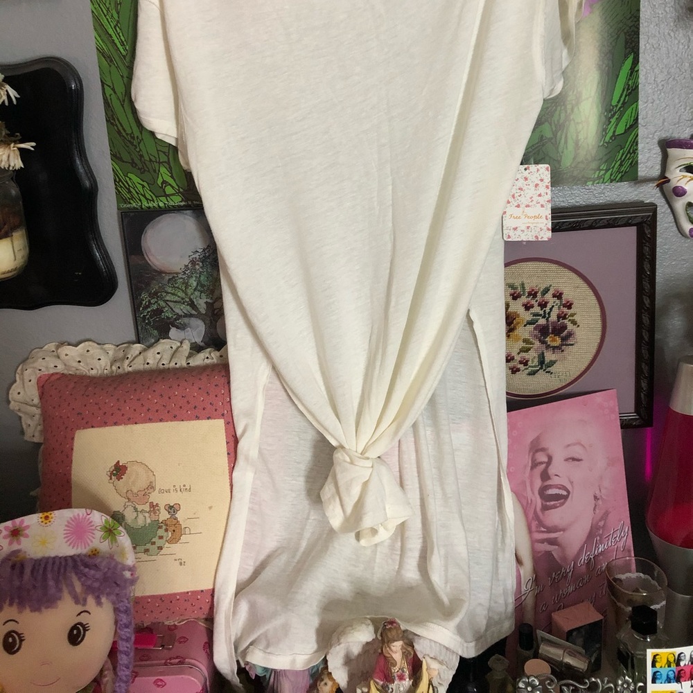 NWT Free People long white Cowl neck blouse